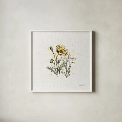 Thoughtful Blooms III by Katie Pertiet. Shown in a crisp white glass frame for a clean and minimalist style. Available as an archival giclee rolled canvas, fine art paper, or poster print. SKU 37582a.