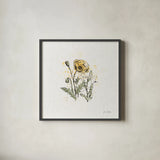 Thoughtful Blooms III Grateful by Katie Pertiet. Shown in a sleek black glass frame for a contemporary gallery look. Available as an archival giclee rolled canvas, fine art paper, or poster print. SKU 38522a.