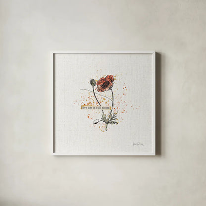 Thoughtful Blooms IV by Katie Pertiet. Shown in a crisp white glass frame for a clean and minimalist style. Available as an archival giclee rolled canvas, fine art paper, or poster print. SKU 37583a.