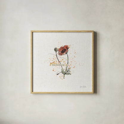 Thoughtful Blooms IV Joy by Katie Pertiet. Shown in a natural wood glass frame for a timeless modern aesthetic. Available as an archival giclee rolled canvas, fine art paper, or poster print. SKU 38523a.