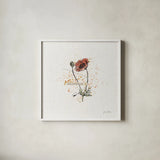 Thoughtful Blooms IV Joy by Katie Pertiet. Shown in a crisp white glass frame for a clean and minimalist style. Available as an archival giclee rolled canvas, fine art paper, or poster print. SKU 38523a.