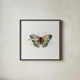 Thoughtful Butterflies I by Katie Pertiet. Shown in a sleek black glass frame for a contemporary gallery look. Available as an archival giclee rolled canvas, fine art paper, or poster print. SKU 42469a.