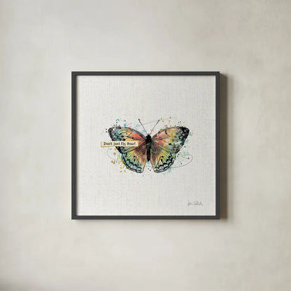 Thoughtful Butterflies I by Katie Pertiet. Shown in a sleek black glass frame for a contemporary gallery look. Available as an archival giclee rolled canvas, fine art paper, or poster print. SKU 42469a.