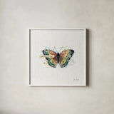 Thoughtful Butterflies I by Katie Pertiet. Shown in a crisp white glass frame for a clean and minimalist style. Available as an archival giclee rolled canvas, fine art paper, or poster print. SKU 42469a.