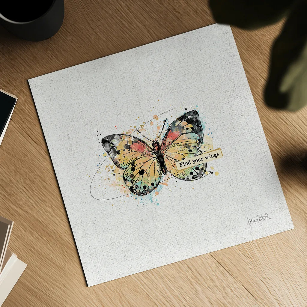 Thoughtful Butterflies II by Katie Pertiet. Shown as a detailed flat fine art print, highlighting archival giclee quality. Available as an archival giclee rolled canvas, fine art paper, or poster print. SKU 42470a.