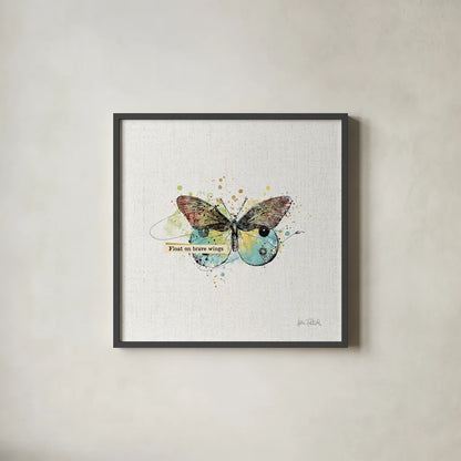 Thoughtful Butterflies III by Katie Pertiet. Shown in a sleek black glass frame for a contemporary gallery look. Available as an archival giclee rolled canvas, fine art paper, or poster print. SKU 42471a.