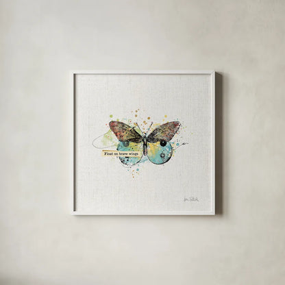 Thoughtful Butterflies III by Katie Pertiet. Shown in a crisp white glass frame for a clean and minimalist style. Available as an archival giclee rolled canvas, fine art paper, or poster print. SKU 42471a.
