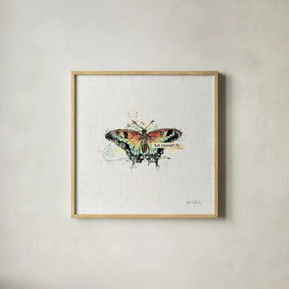 Thoughtful Butterflies IV by Katie Pertiet. Shown in a natural wood glass frame for a timeless modern aesthetic. Available as an archival giclee rolled canvas, fine art paper, or poster print. SKU 42472a.