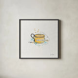 Thoughtful Perk I by Katie Pertiet. Shown in a sleek black glass frame for a contemporary gallery look. Available as an archival giclee rolled canvas, fine art paper, or poster print. SKU 37545a.