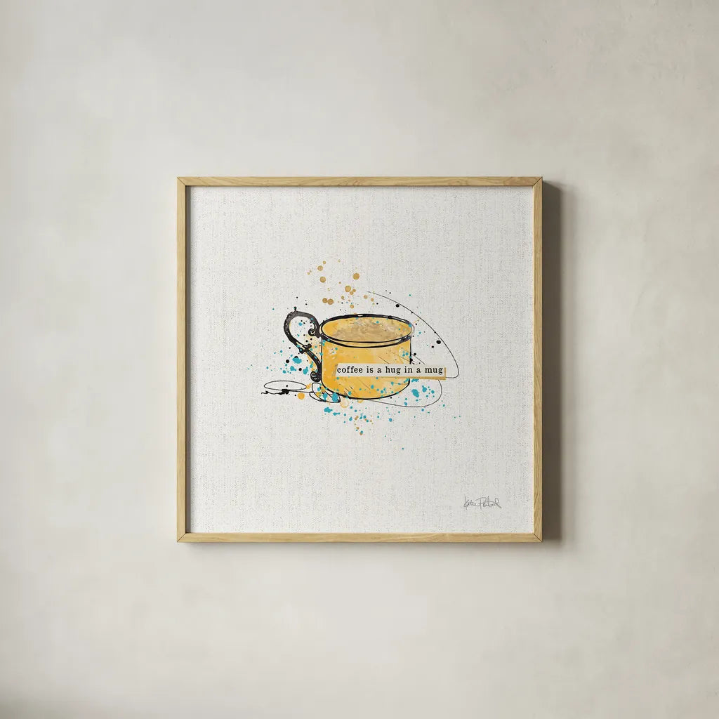 Thoughtful Perk I by Katie Pertiet. Shown in a natural wood glass frame for a timeless modern aesthetic. Available as an archival giclee rolled canvas, fine art paper, or poster print. SKU 37545a.