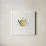 Thoughtful Perk I by Katie Pertiet. Shown in a crisp white glass frame for a clean and minimalist style. Available as an archival giclee rolled canvas, fine art paper, or poster print. SKU 37545a.