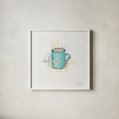 Thoughtful Perk II by Katie Pertiet. Shown in a crisp white glass frame for a clean and minimalist style. Available as an archival giclee rolled canvas, fine art paper, or poster print. SKU 37546a.