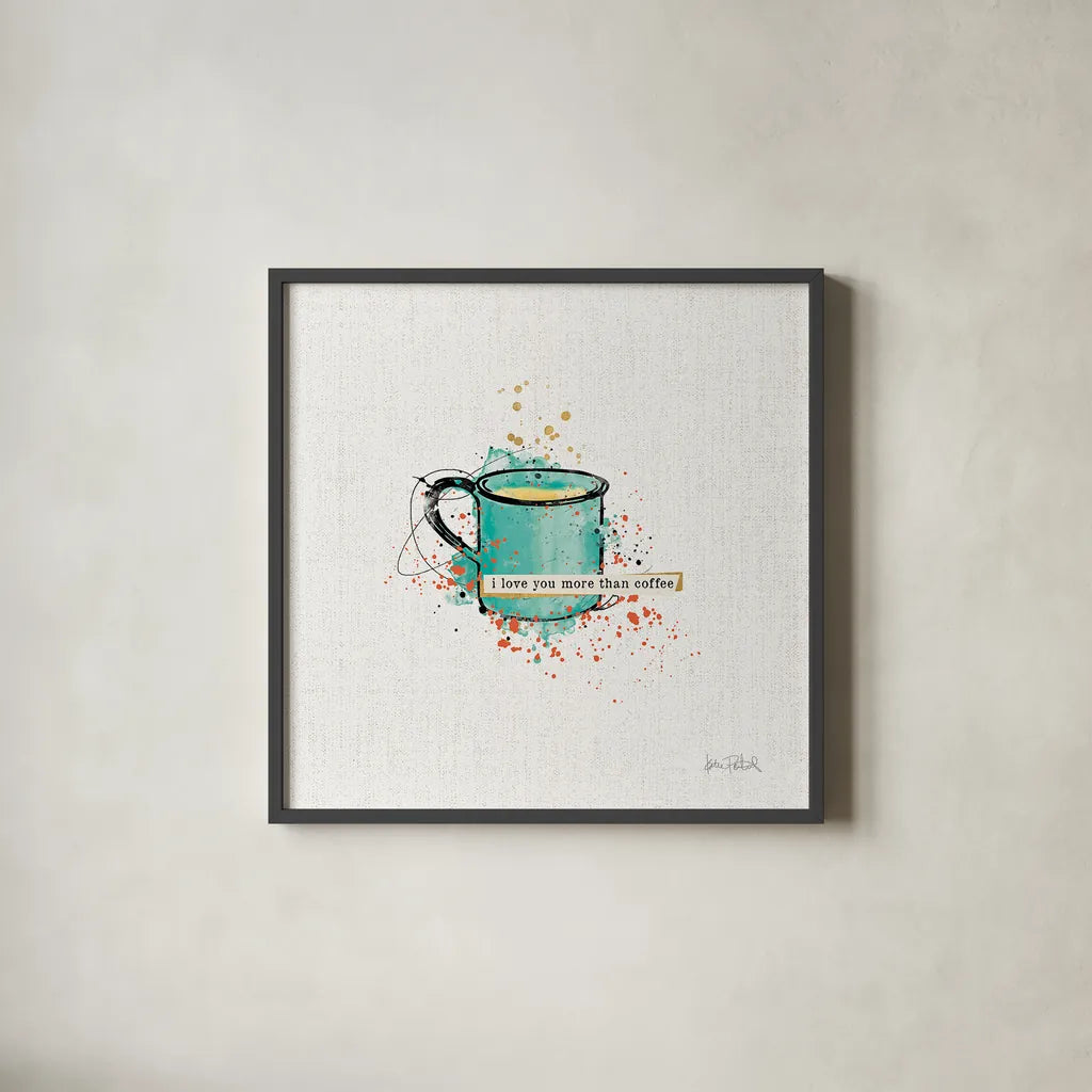 Thoughtful Perk III by Katie Pertiet. Shown in a sleek black glass frame for a contemporary gallery look. Available as an archival giclee rolled canvas, fine art paper, or poster print. SKU 37547a.