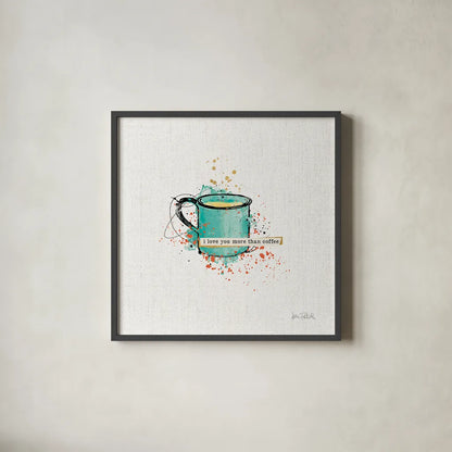 Thoughtful Perk III by Katie Pertiet. Shown in a sleek black glass frame for a contemporary gallery look. Available as an archival giclee rolled canvas, fine art paper, or poster print. SKU 37547a.