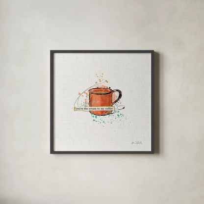 Thoughtful Perk IV by Katie Pertiet. Shown in a sleek black glass frame for a contemporary gallery look. Available as an archival giclee rolled canvas, fine art paper, or poster print. SKU 37548a.