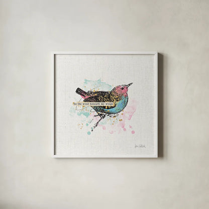 Thoughtful Wings I by Katie Pertiet. Shown in a crisp white glass frame for a clean and minimalist style. Available as an archival giclee rolled canvas, fine art paper, or poster print. SKU 37576a.