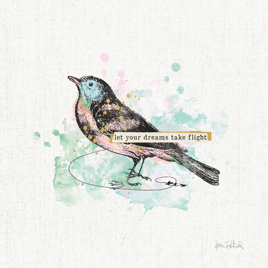 Thoughtful Wings II - Pale Pink by Katie Pertiet. SKU 38479a. Archival Giclee Fine art print for wall decor.