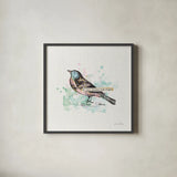 Thoughtful Wings II - Pale Pink by Katie Pertiet. Shown in a sleek black glass frame for a contemporary gallery look. Available as an archival giclee rolled canvas, fine art paper, or poster print. SKU 38479a.