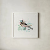 Thoughtful Wings II - Pale Pink by Katie Pertiet. Shown in a crisp white glass frame for a clean and minimalist style. Available as an archival giclee rolled canvas, fine art paper, or poster print. SKU 38479a.