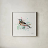 Thoughtful Wings II by Katie Pertiet. Shown in a crisp white glass frame for a clean and minimalist style. Available as an archival giclee rolled canvas, fine art paper, or poster print. SKU 37577a.