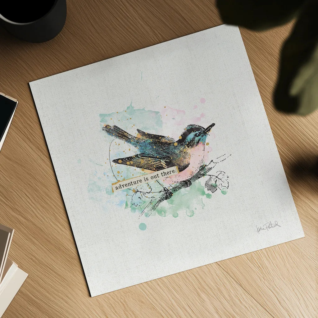 Thoughtful Wings III - Pale Pink by Katie Pertiet. Shown as a detailed flat fine art print, highlighting archival giclee quality. Available as an archival giclee rolled canvas, fine art paper, or poster print. SKU 38480a.