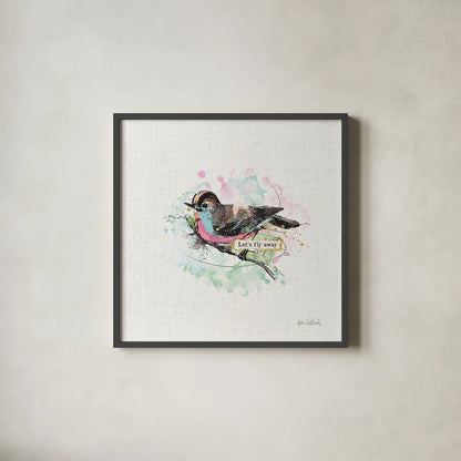 Thoughtful Wings IV by Katie Pertiet. Shown in a sleek black glass frame for a contemporary gallery look. Available as an archival giclee rolled canvas, fine art paper, or poster print. SKU 37579a.