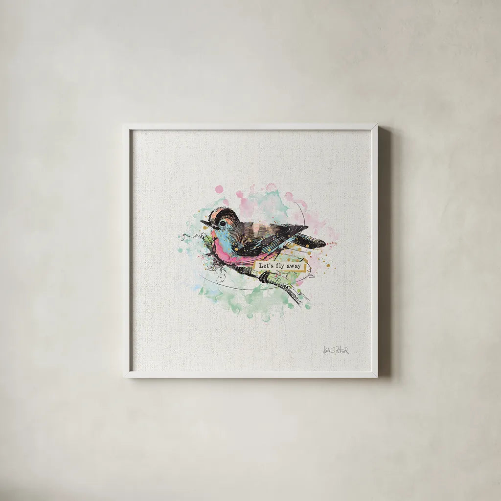 Thoughtful Wings IV by Katie Pertiet. Shown in a crisp white glass frame for a clean and minimalist style. Available as an archival giclee rolled canvas, fine art paper, or poster print. SKU 37579a.