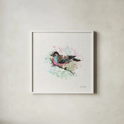Thoughtful Wings IV by Katie Pertiet. Shown in a crisp white glass frame for a clean and minimalist style. Available as an archival giclee rolled canvas, fine art paper, or poster print. SKU 37579a.