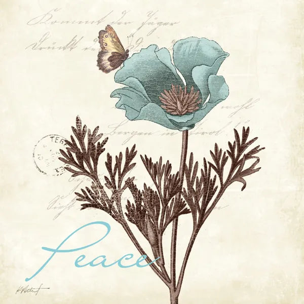 Touch of Blue I Peace by Katie Pertiet. SKU 2944a. Archival Giclee Fine art print for wall decor.