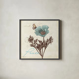 Touch of Blue I Peace by Katie Pertiet. Shown in a sleek black glass frame for a contemporary gallery look. Available as an archival giclee rolled canvas, fine art paper, or poster print. SKU 2944a.