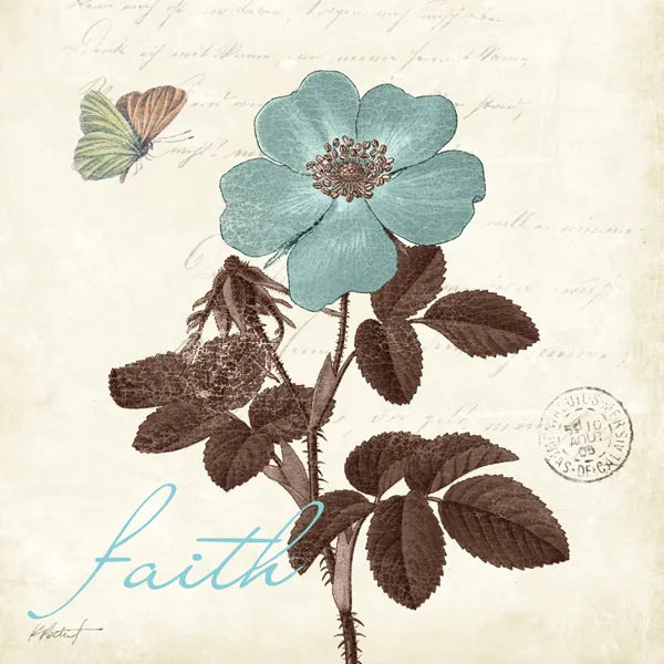 Touch of Blue II Faith by Katie Pertiet. SKU 2739a. Archival Giclee Fine art print for wall decor.
