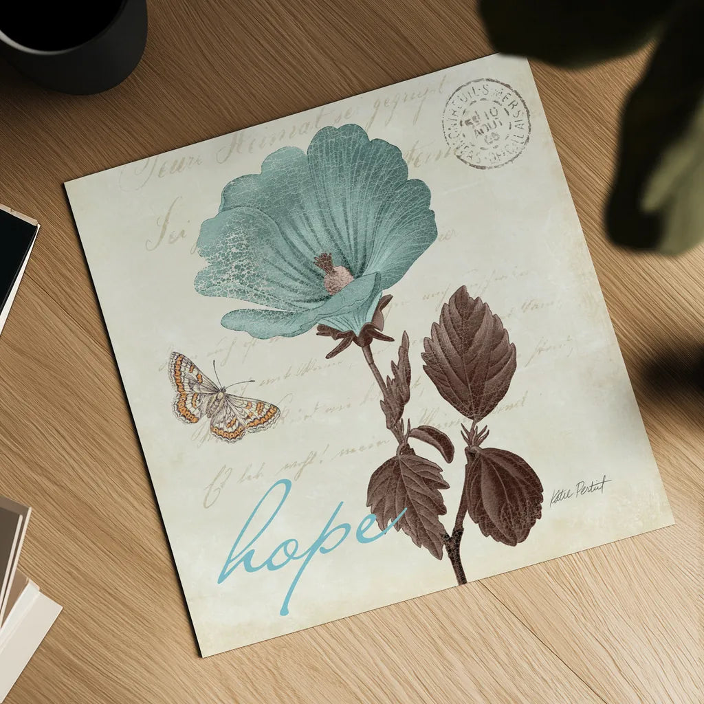 Touch of Blue III Hope by Katie Pertiet. Shown as a detailed flat fine art print, highlighting archival giclee quality. Available as an archival giclee rolled canvas, fine art paper, or poster print. SKU 10268a.