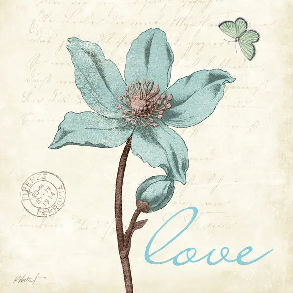 Touch of Blue IV Love by Katie Pertiet. SKU 2945a. Archival Giclee Fine art print for wall decor.