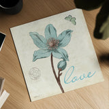Touch of Blue IV Love by Katie Pertiet. Shown as a detailed flat fine art print, highlighting archival giclee quality. Available as an archival giclee rolled canvas, fine art paper, or poster print. SKU 2945a.