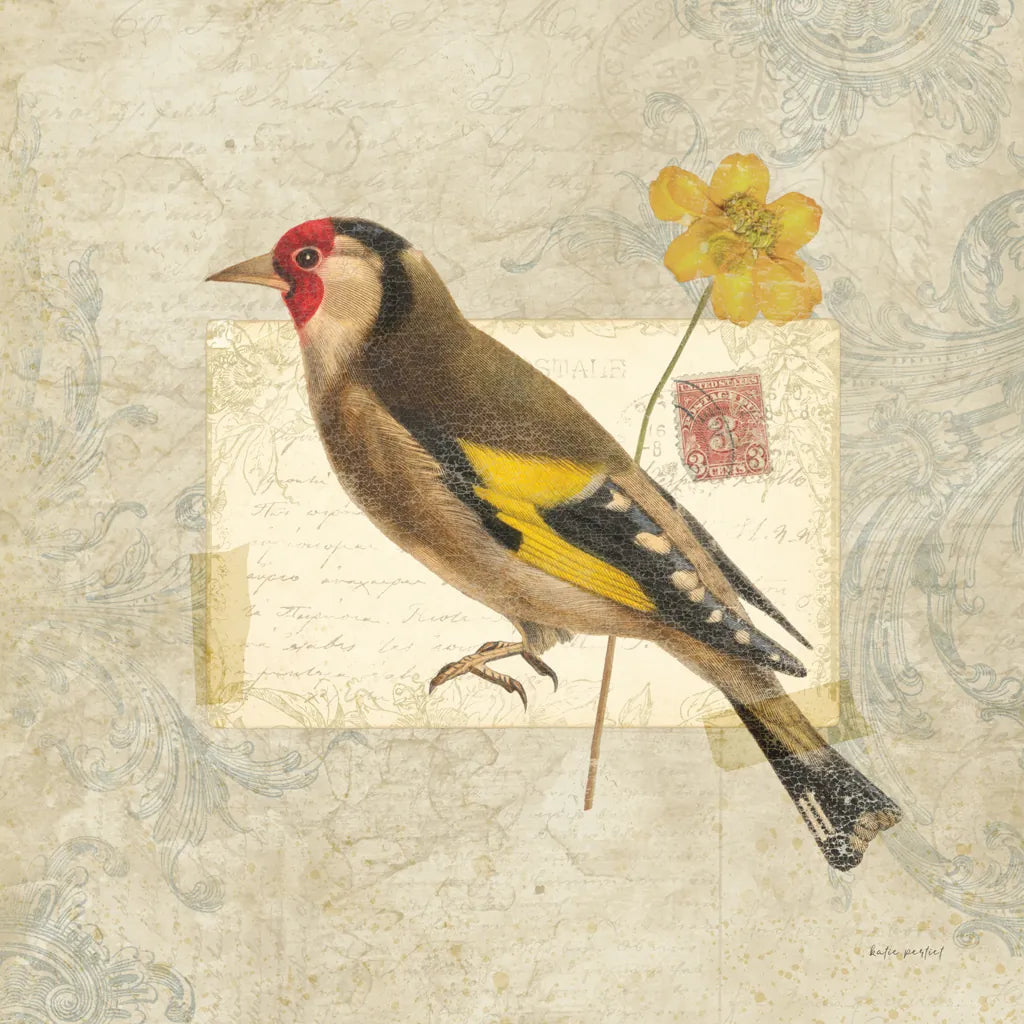 Traveler Bird IV by Katie Pertiet. SKU 5975a. Archival Giclee Fine art print for wall decor.