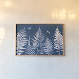 True Blue I by Katie Pertiet. shown as a paper print in a natural frame. Available as a archival giclee rolled canvas, fine art paper, or poster print. SKU 62861i.