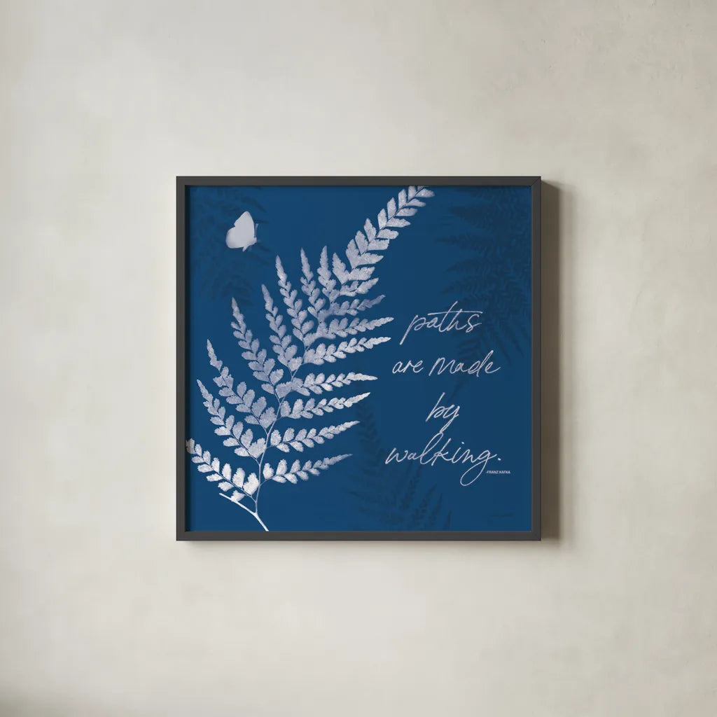 True Blue III by Katie Pertiet. Shown in a sleek black glass frame for a contemporary gallery look. Available as an archival giclee rolled canvas, fine art paper, or poster print. SKU 62863a.