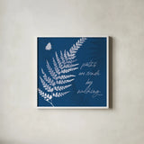 True Blue III by Katie Pertiet. Shown in a crisp white glass frame for a clean and minimalist style. Available as an archival giclee rolled canvas, fine art paper, or poster print. SKU 62863a.