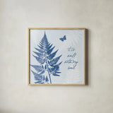 True Blue IV by Katie Pertiet. Shown in a natural wood glass frame for a timeless modern aesthetic. Available as an archival giclee rolled canvas, fine art paper, or poster print. SKU 62864a.