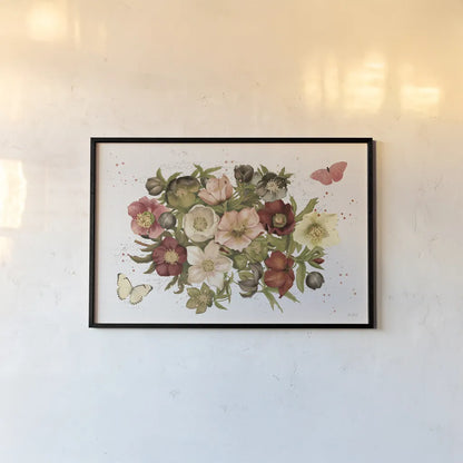 Vintage Petals IV by Katie Pertiet. shown as a paper print in a black flame. Available as a archival giclee rolled canvas, fine art paper, or poster print. SKU 53937i.