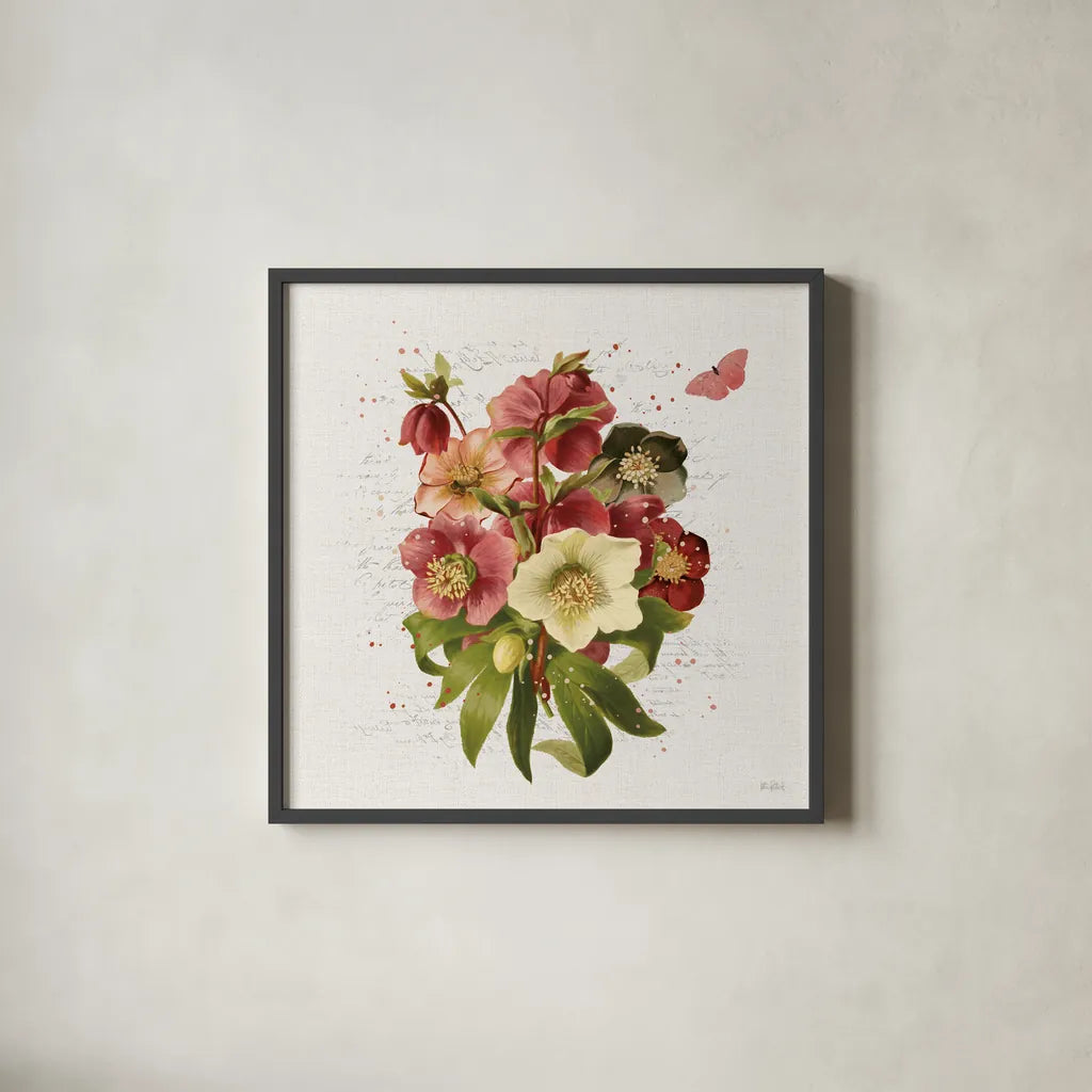 Vintage Petals V by Katie Pertiet. Shown in a sleek black glass frame for a contemporary gallery look. Available as an archival giclee rolled canvas, fine art paper, or poster print. SKU 53938a.