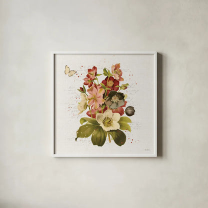 Vintage Petals VI by Katie Pertiet. Shown in a crisp white glass frame for a clean and minimalist style. Available as an archival giclee rolled canvas, fine art paper, or poster print. SKU 53939a.