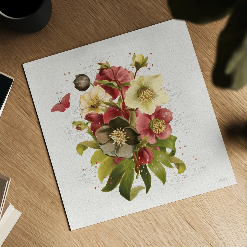 Vintage Petals VII by Katie Pertiet. Shown as a detailed flat fine art print, highlighting archival giclee quality. Available as an archival giclee rolled canvas, fine art paper, or poster print. SKU 76253a.