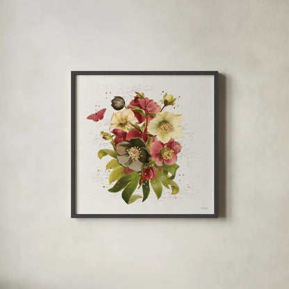Vintage Petals VII by Katie Pertiet. Shown in a sleek black glass frame for a contemporary gallery look. Available as an archival giclee rolled canvas, fine art paper, or poster print. SKU 76253a.