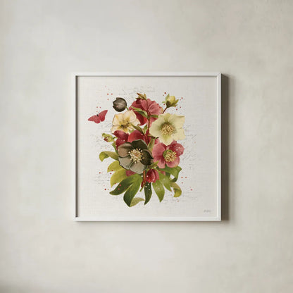 Vintage Petals VII by Katie Pertiet. Shown in a crisp white glass frame for a clean and minimalist style. Available as an archival giclee rolled canvas, fine art paper, or poster print. SKU 76253a.