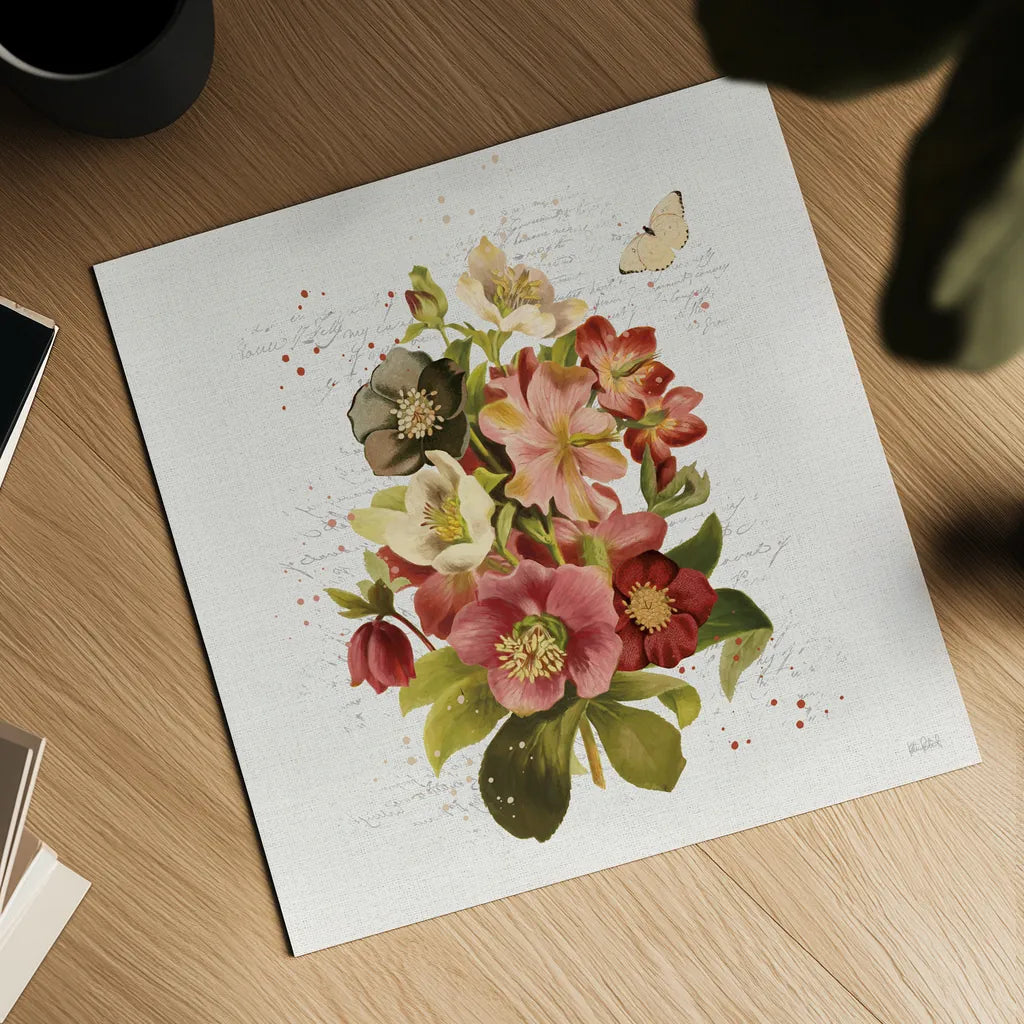 Vintage Petals VIII by Katie Pertiet. Shown as a detailed flat fine art print, highlighting archival giclee quality. Available as an archival giclee rolled canvas, fine art paper, or poster print. SKU 76254a.