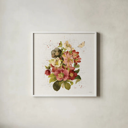 Vintage Petals VIII by Katie Pertiet. Shown in a crisp white glass frame for a clean and minimalist style. Available as an archival giclee rolled canvas, fine art paper, or poster print. SKU 76254a.