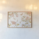 Watery Blooms I by Katie Pertiet. shown as a paper print in a natural frame. Available as a archival giclee rolled canvas, fine art paper, or poster print. SKU 33448i.