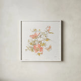 Watery Blooms IV by Katie Pertiet. Shown in a crisp white glass frame for a clean and minimalist style. Available as an archival giclee rolled canvas, fine art paper, or poster print. SKU 33451a.