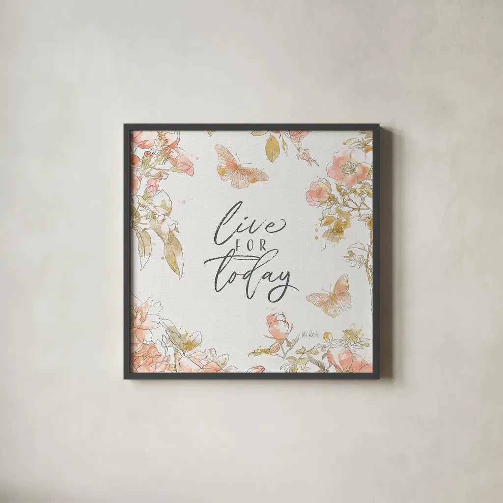 Watery Blooms IX by Katie Pertiet. Shown in a sleek black glass frame for a contemporary gallery look. Available as an archival giclee rolled canvas, fine art paper, or poster print. SKU 33456a.